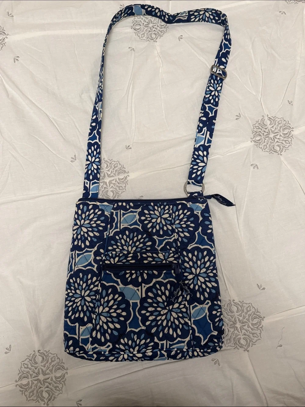 Vera Bradley Navy and Light Blue Floral Quilted Crossbody